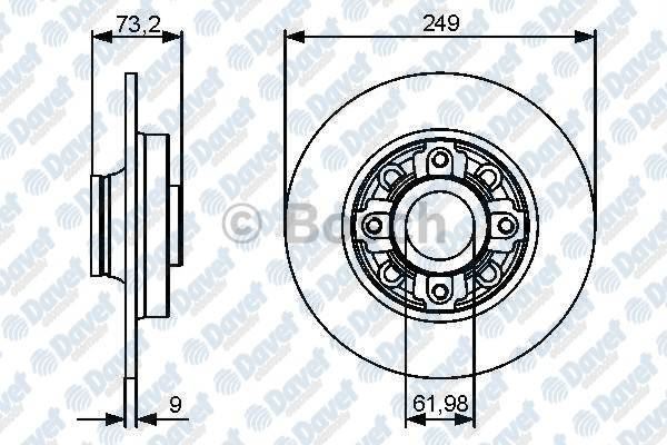 BOSCH 0986479400 Fren Diski Arka Rulmanli 249mm C4 P308 07> Ds4 11>